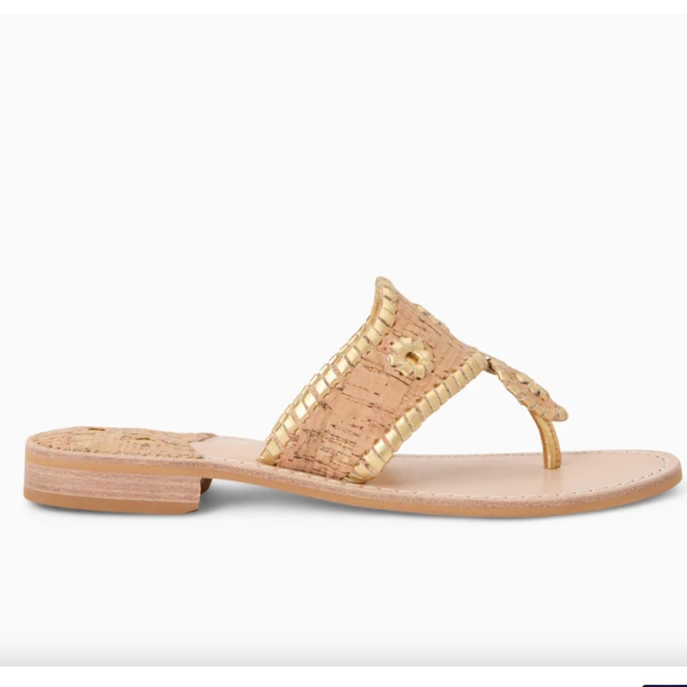 Jack Rogers Gold Cork Leather Thong Sandals NEW WITHOUT BOX - Picture 4 of 11